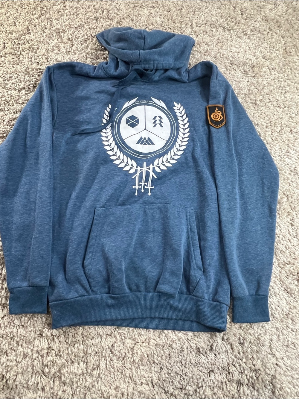Loot Crate Blue Graphic Pullover Hoodie with White Emblem